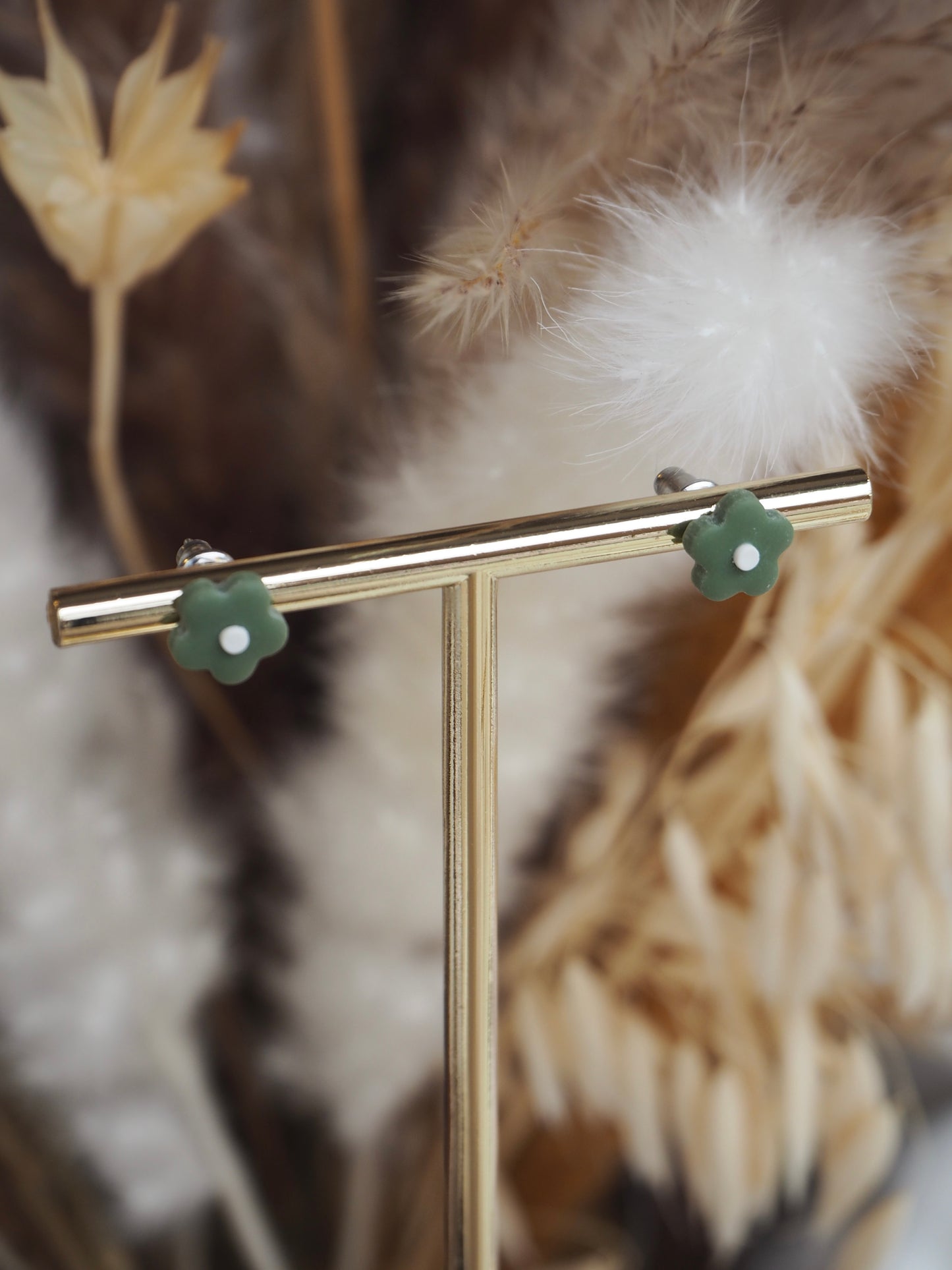 Mini Green Flower Studs