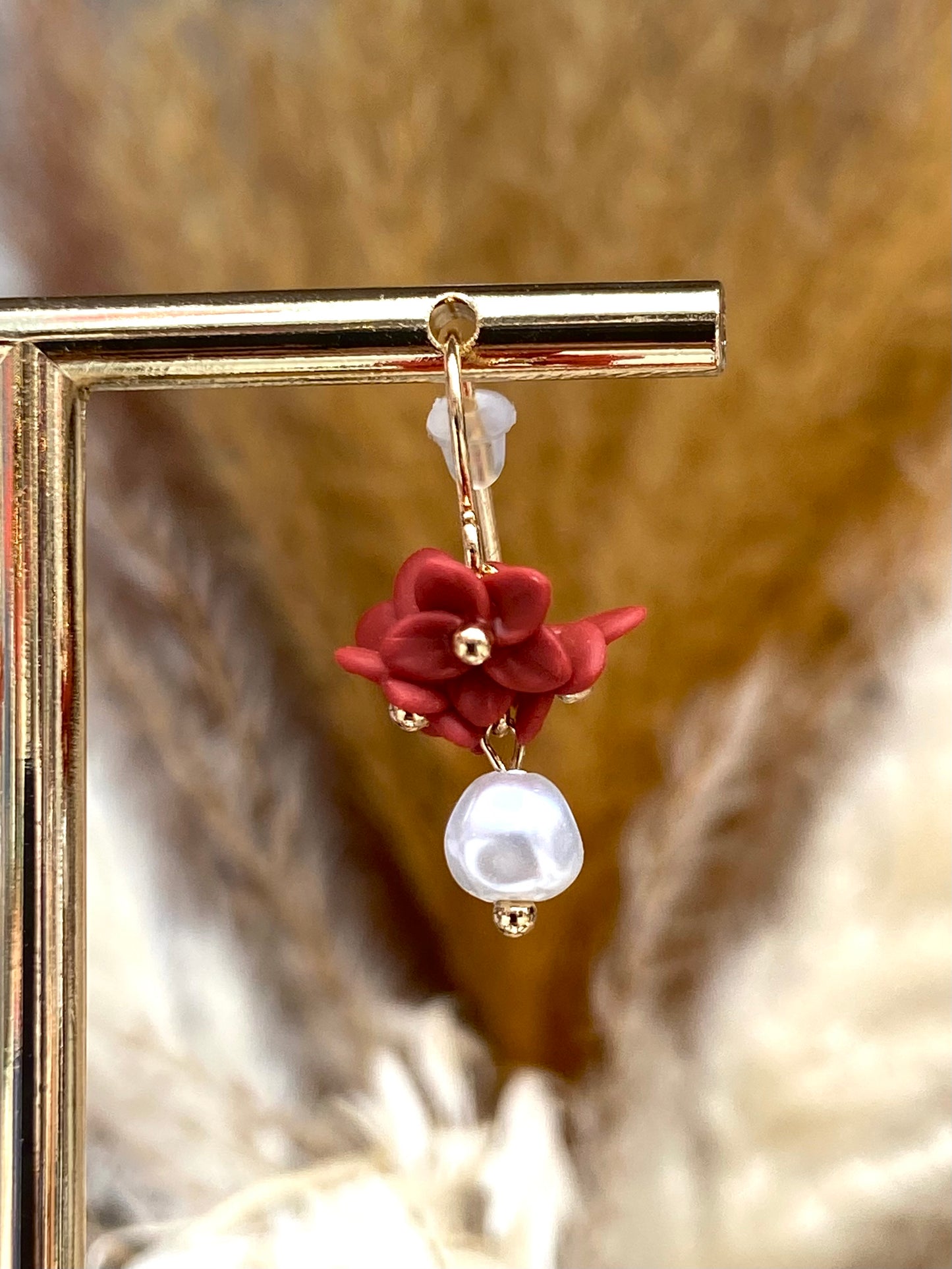 Red Flowers with Pearl