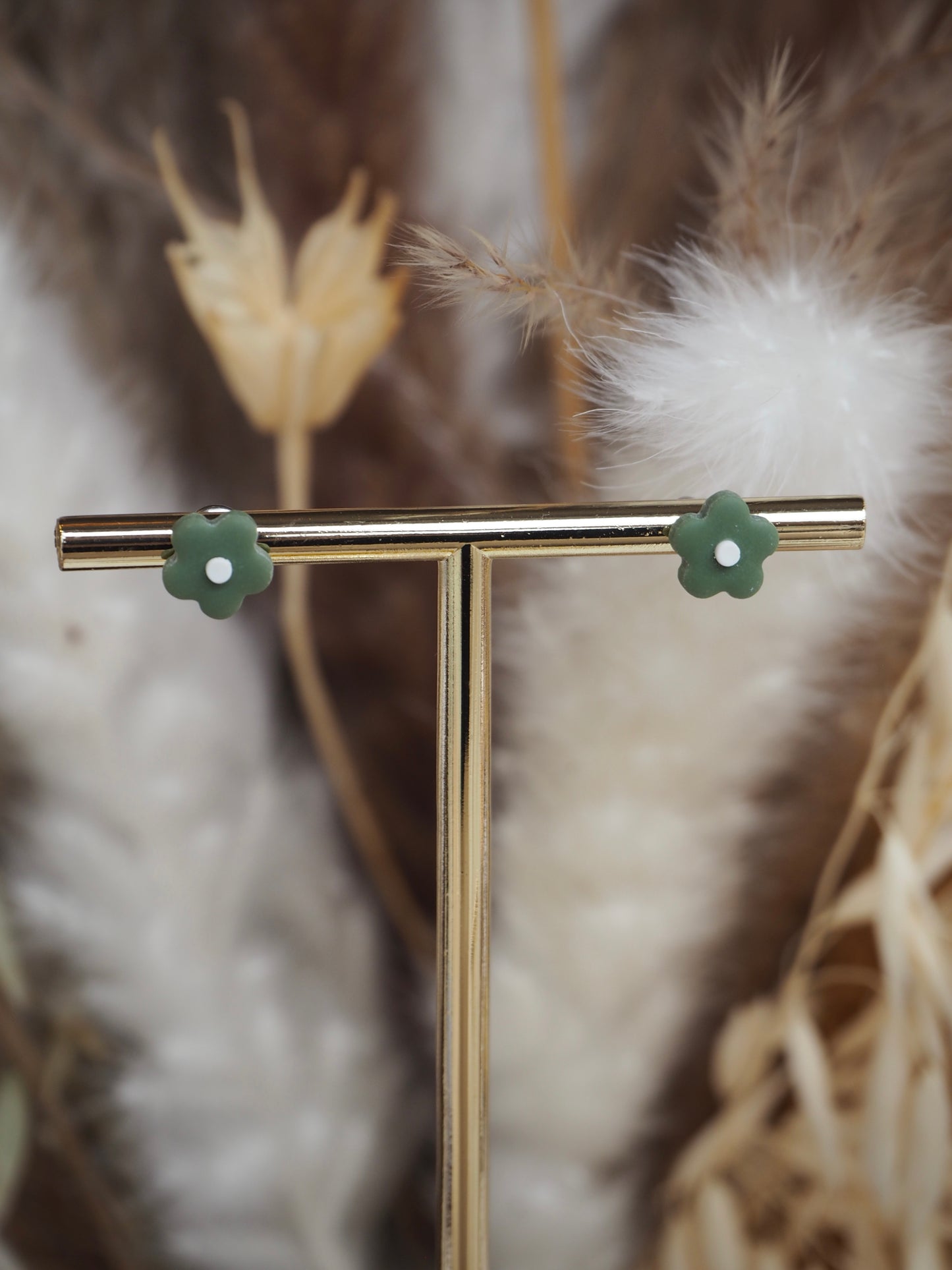 Mini Green Flower Studs