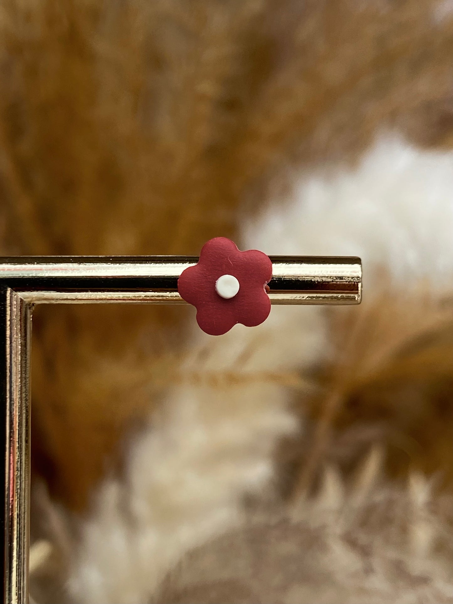 Mini Red Flower Studs