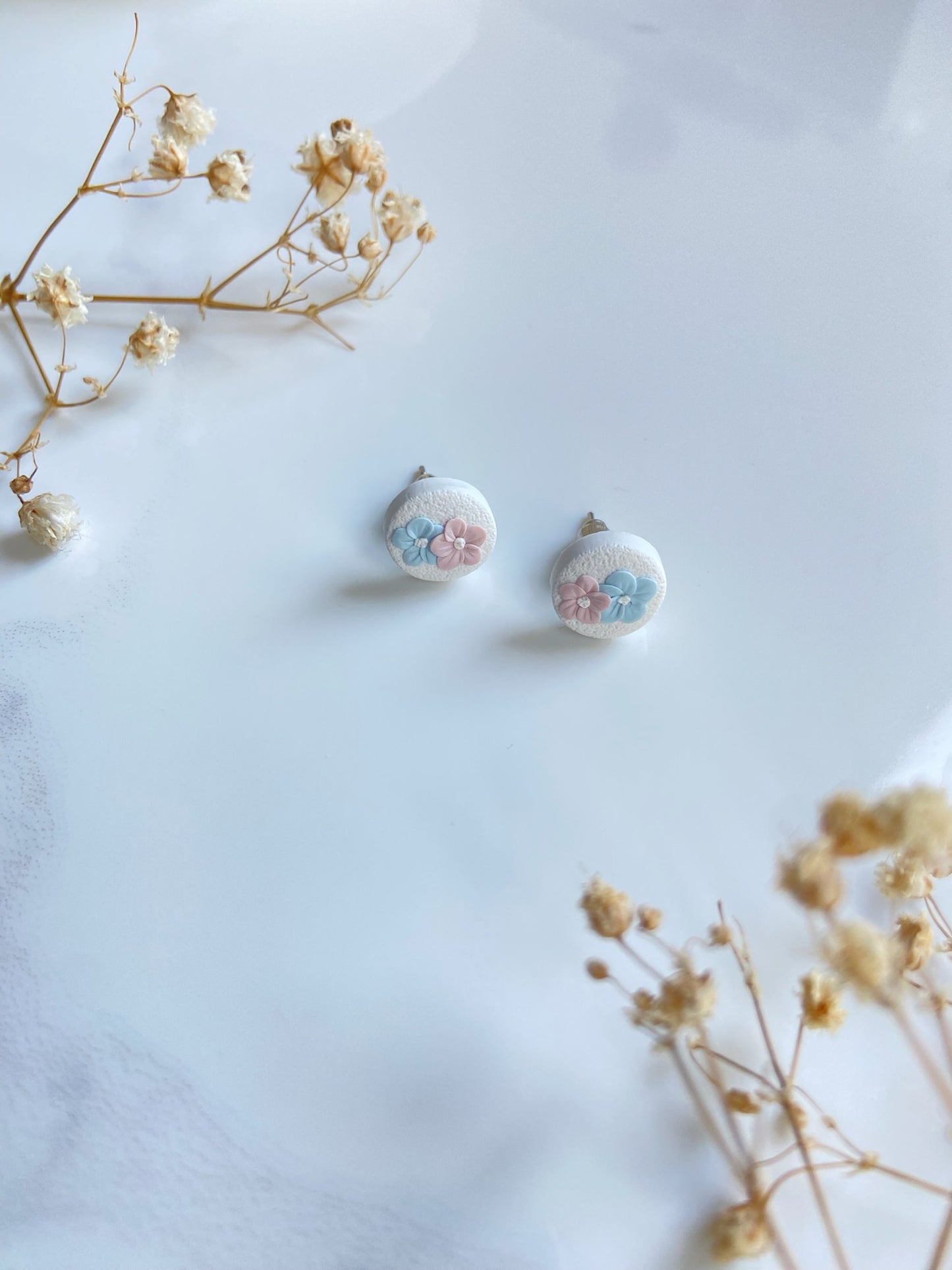 Blue & Pink Blossom Studs