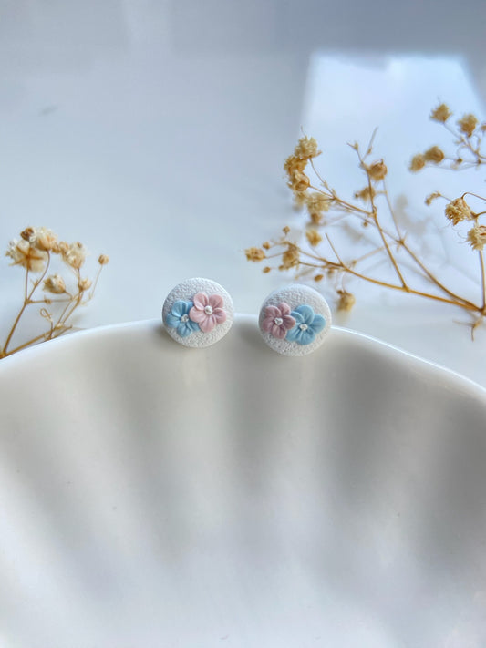 Blue & Pink Blossom Studs